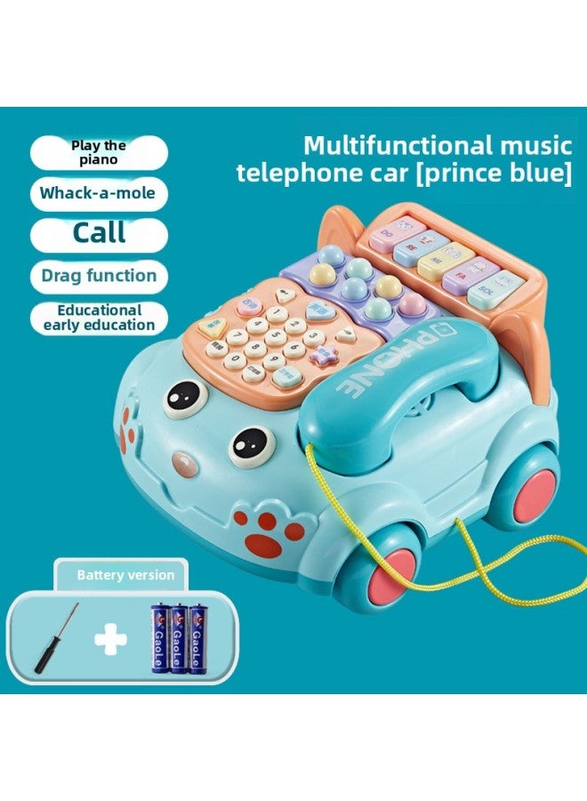 Children's Toy Simulation Telephone Landline Baby Puzzle Music Early Education 0-1-3 Years Old Boys And Girls 8 Months Old Baby-Color:5 In One Music Phone Car 【blue】 Battery Version - Image 1