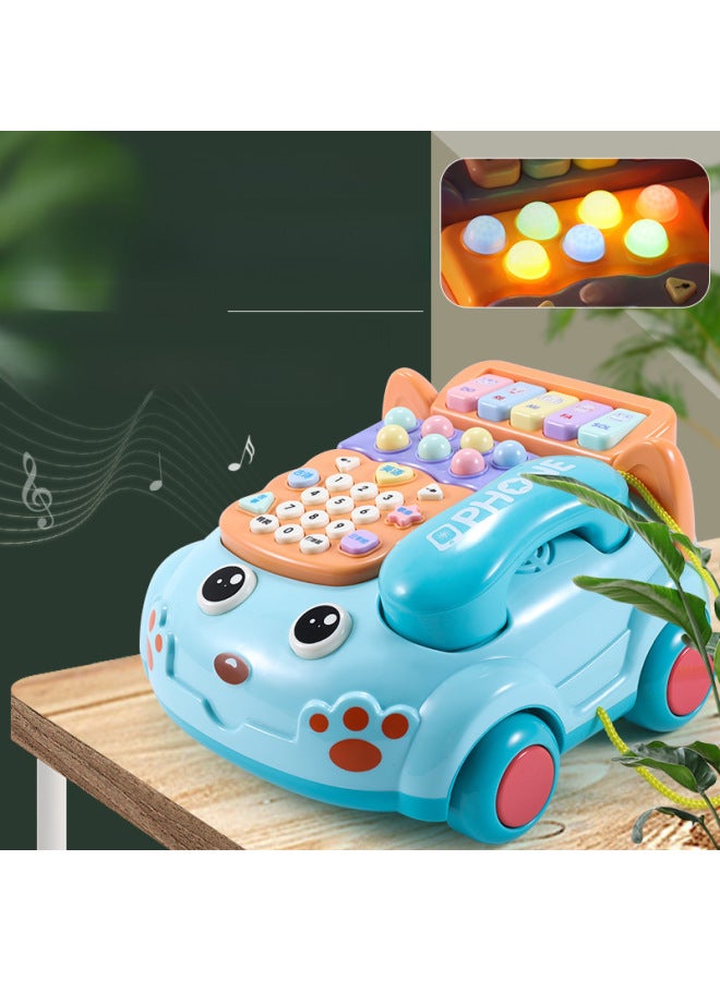Children's Toy Simulation Telephone Landline Baby Puzzle Music Early Education 0-1-3 Years Old Boys And Girls 8 Months Old Baby-Color:5 In One Music Phone Car 【blue】 Battery Version - Image 4