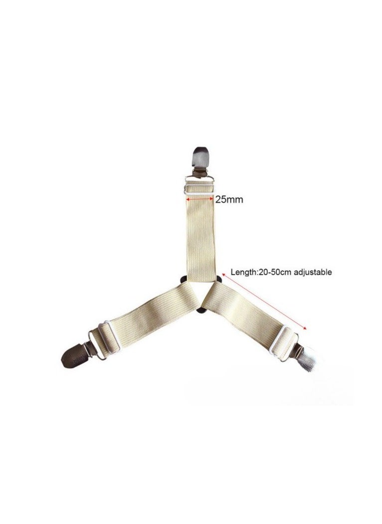 Generic - 4pcs Adjustable Bed Sheet Holder Straps with 3 Way Cross Elastic Bands and Corner Clips, for Bedding Mattress Fasteners - Image 1