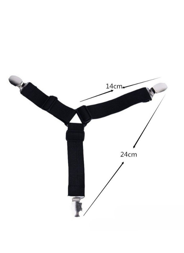 Generic - 4pcs Adjustable Bed Sheet Holder Straps with 3 Way Cross Elastic Bands and Corner Clips, for Bedding Mattress Fasteners - Image 1