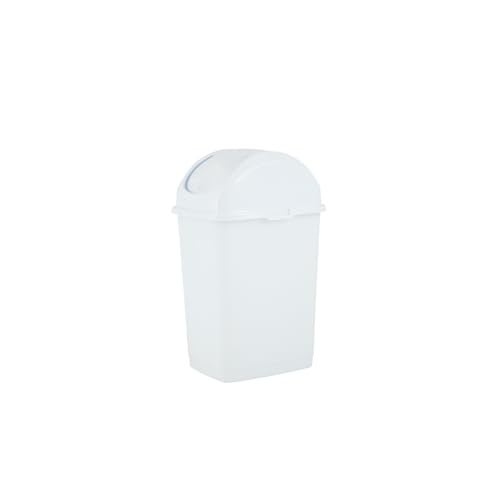 Superio Small 2.5 Gallon Plastic Trash Can with Swing Top Lid, Compact Slim Waste Bin for Under Desk, Office, Bedroom, Bathroom, Dorm Room, 10 Qt. Portable Garbage Can (White) - Image 1
