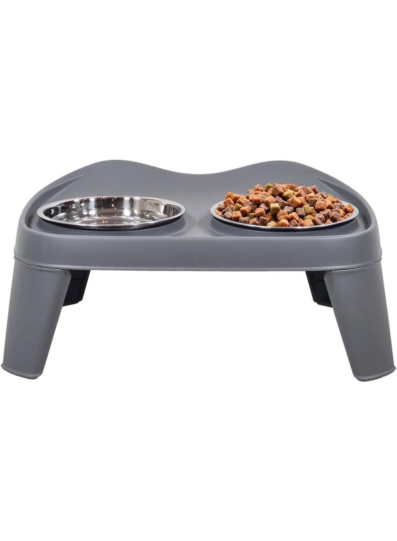أن ان سي بيتس أوعية طعام مرتفعة للكلاب للسلالات الصغيرة، وحدة تغذية بلاستيكية متينة للحيوانات الأليفة مع وعاءين طعام من الفولاذ المقاوم للصدأ، قاعدة غير قابلة للانزلاق، وأرجل قابلة للفصل، مثالية للطعام والماء، سهلة التجميع 35 سم (رمادي) - Image 1