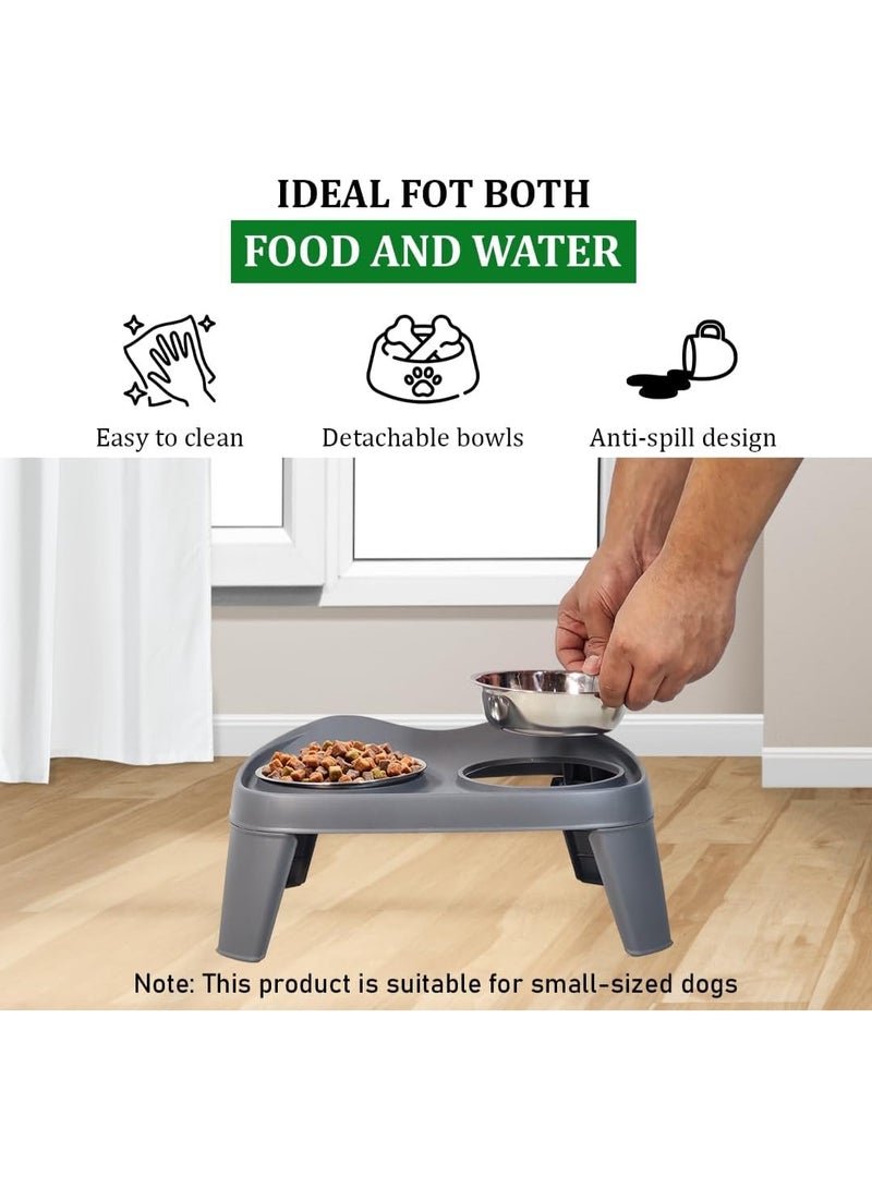 أن ان سي بيتس أوعية طعام مرتفعة للكلاب للسلالات الصغيرة، وحدة تغذية بلاستيكية متينة للحيوانات الأليفة مع وعاءين طعام من الفولاذ المقاوم للصدأ، قاعدة غير قابلة للانزلاق، وأرجل قابلة للفصل، مثالية للطعام والماء، سهلة التجميع 35 سم (رمادي) - Image 5