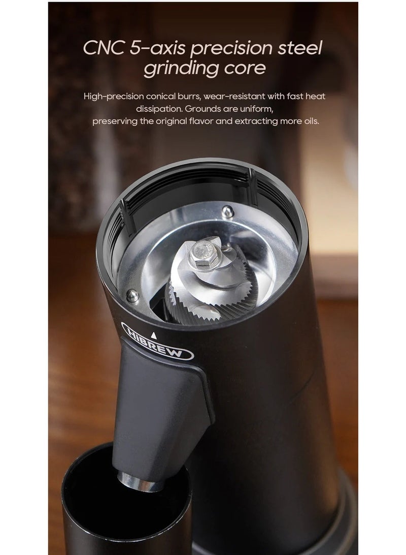 HiBREW G5 Coffee Grinder, Cone Grinder, Espresso Grinder, Single Container, Aluminium Housing, 36 Adjustable Grinding Settings, 50 g Bean Capacity, Suitable for Espresso Pour Over Mocha Turkish Drip - Image 4