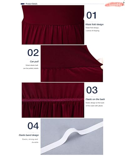 MISFAY Women's Long Sleeve Loose Plain Maxi Dresses Casual Long Dresses Pocket(Wine Red,XL) - Image 5