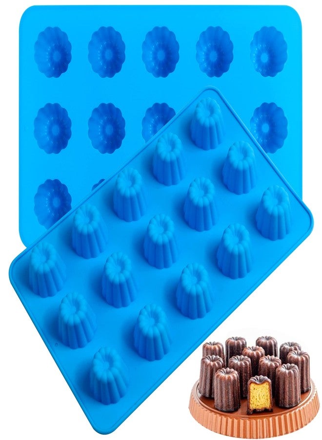 Sidosir 2Pcs Canele Mold Silicone, 15-Cavity Mini Nonstick Canele Silicone Baking Cake Pan for Bread Muffin (15-Cavity) - Image 1
