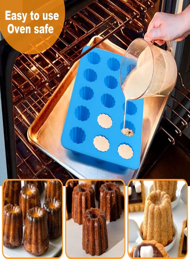 Sidosir 2Pcs Canele Mold Silicone, 15-Cavity Mini Nonstick Canele Silicone Baking Cake Pan for Bread Muffin (15-Cavity) - Image 5