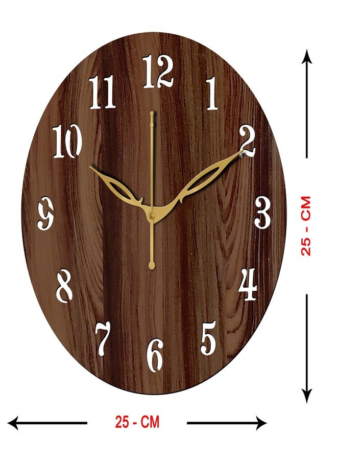 في بي كي ساعة حائط دائرية تناظرية صغيرة الحجم من خشب MDF من VPK، مقاس 10 بوصات، 25 × 25 سم، لون وينجي-01 - Image 2