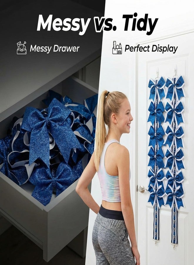 Hipcheer Glitter Large Handmade Cheer Bows Holder, Wall Hanger for Cheerleading Teen Girls High School College Sports, Navy - Image 3