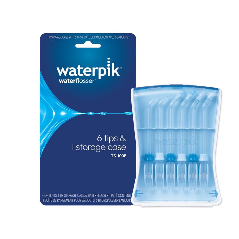 Waterpik Water Flosser 6 Count Replacement Tips With Case, Convenient, Hygienic and Sturdy for Easy Storage and Travel, Includes Precision, Orthodontic, Plaque Seeker Refill Heads Nozzles - Image 1