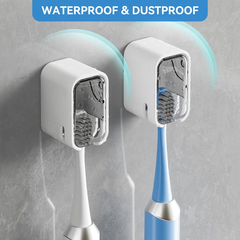 MOPMS Toothbrush Holders for Bathroomã€Innovation Single Slot Designã€‘ 2PCS Toothbrush Holder Wall Mounted with Cover for Shower, Single Toothbrush Dispenser Storage Organizer for Family & Travel - Image 2