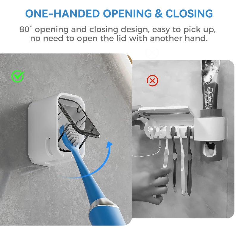 MOPMS Toothbrush Holders for Bathroomã€Innovation Single Slot Designã€‘ 2PCS Toothbrush Holder Wall Mounted with Cover for Shower, Single Toothbrush Dispenser Storage Organizer for Family & Travel - Image 3