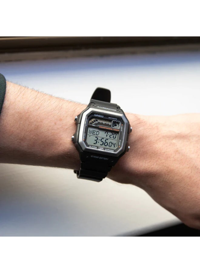 Casio WS-1600H-1AVDF Digital Sports Timer Watch for Men – 100M Water Resistant, Triple Stopwatch Display, LED Light, 10-Year Battery, Black Resin Strap - Image 5