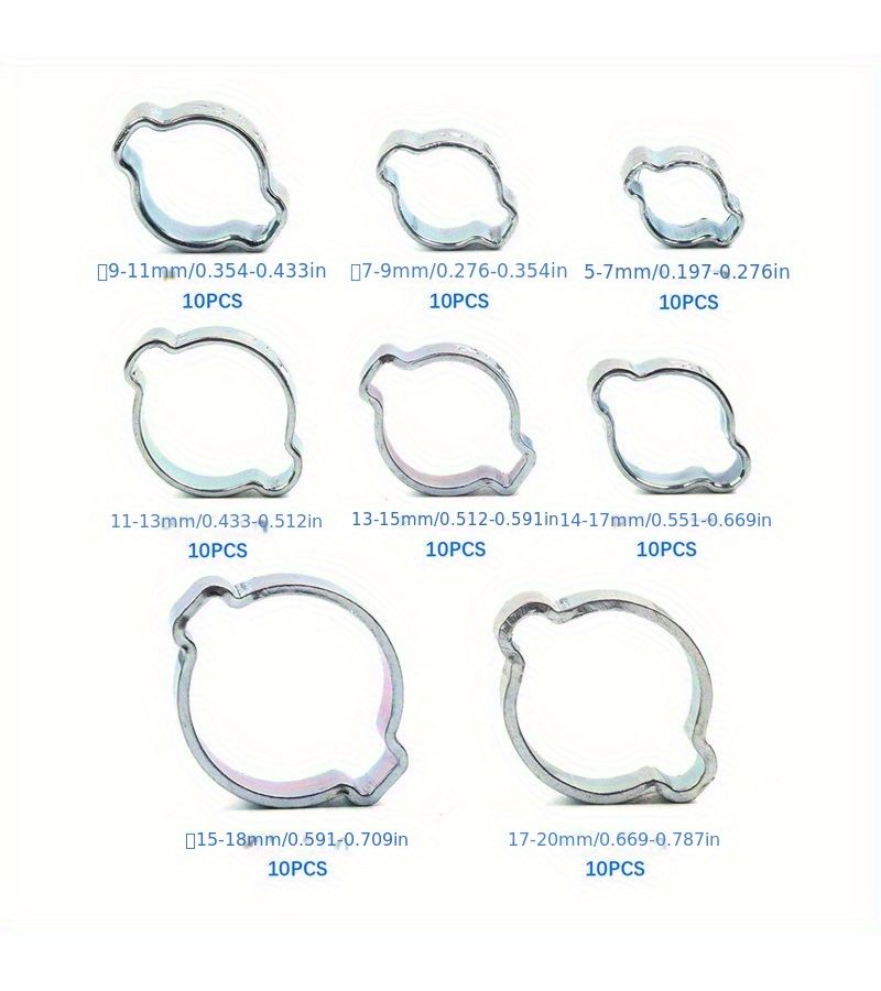 10 Pcs 11-13mm Double Ear Hose Clamp Worm Drive Fuel Clamp Water Pipe Spring Clamp - Image 1