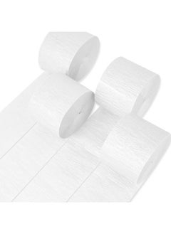 PartyWoo Crepe Paper Streamers 4 Rolls 328Ft, Pack Of Crepe Paper Perl White Streamers Decorations, Crepe Paper For Birthday Decorations, Party Decorations, Wedding Decorations (1.8 In X 82 Ft/Roll)  - Image 1