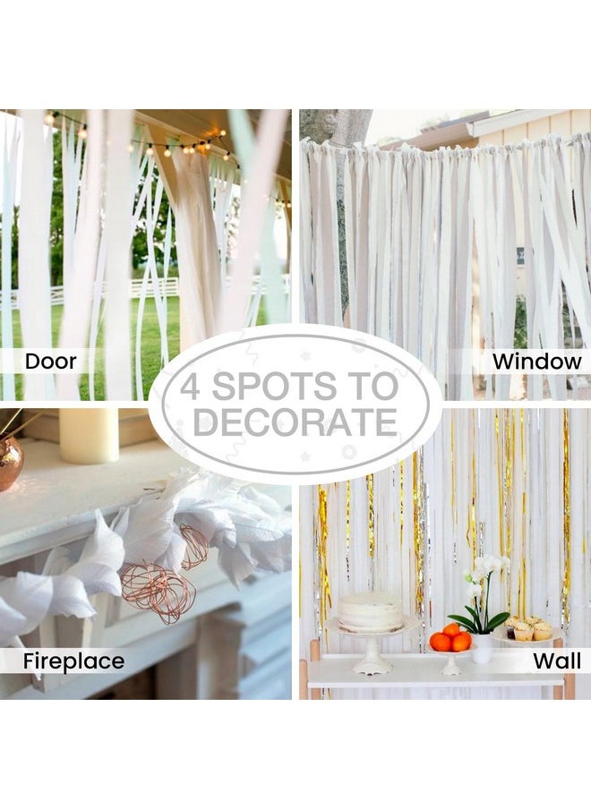 PartyWoo Crepe Paper Streamers 4 Rolls 328Ft, Pack Of Crepe Paper Perl White Streamers Decorations, Crepe Paper For Birthday Decorations, Party Decorations, Wedding Decorations (1.8 In X 82 Ft/Roll)  - Image 5