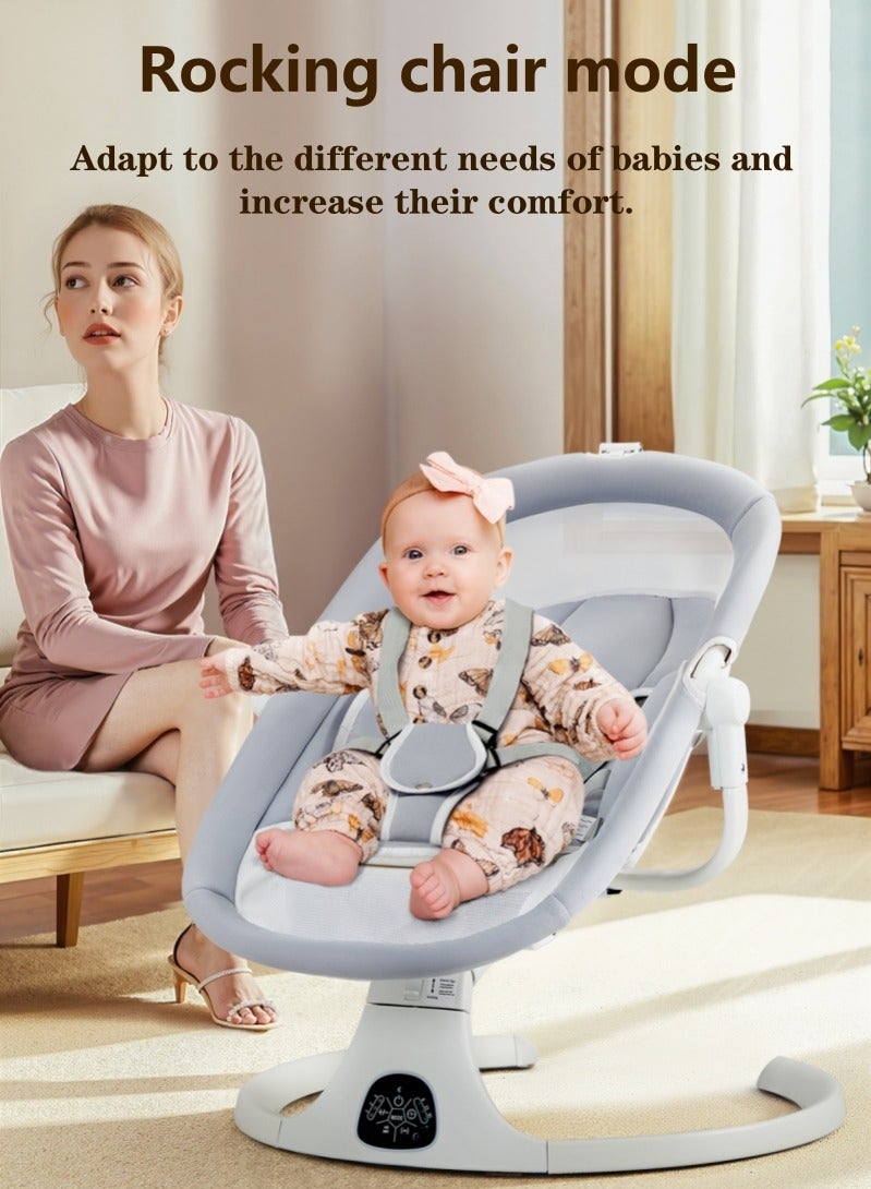 Cheart Baby Baby Swing, Infant Swing, Adjustable Baby Bed, 2-in-1 Cradle & Seat, Electric Toddler Swing, Timing Function, 5 Swing Speeds with Remote Control, Bluetooth Touch Screen, foldable canopy, Grey - Image 4