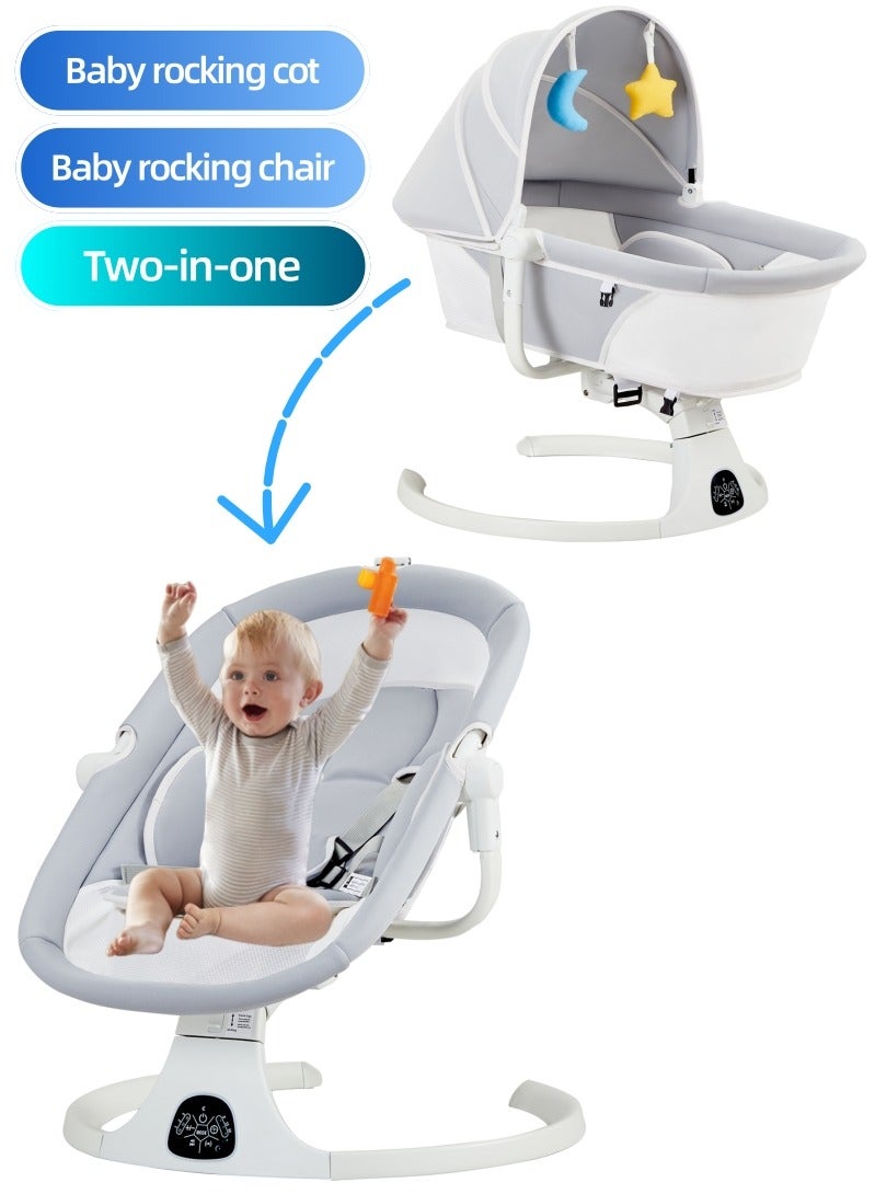 Cheart Baby Baby Swing, Infant Swing, Adjustable Baby Bed, 2-in-1 Cradle & Seat, Electric Toddler Swing, Timing Function, 5 Swing Speeds with Remote Control, Bluetooth Touch Screen, foldable canopy, Grey - Image 1
