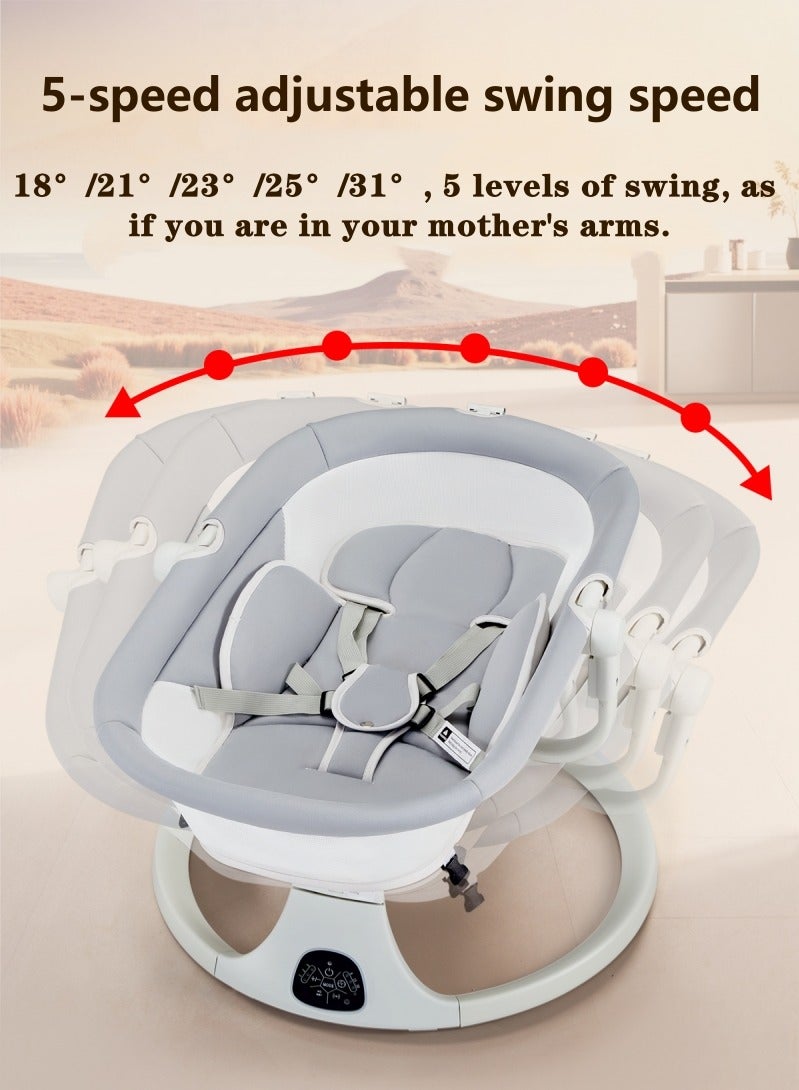 Cheart Baby Baby Swing, Infant Swing, Adjustable Baby Bed, 2-in-1 Cradle & Seat, Electric Toddler Swing, Timing Function, 5 Swing Speeds with Remote Control, Bluetooth Touch Screen, foldable canopy, Grey - Image 5