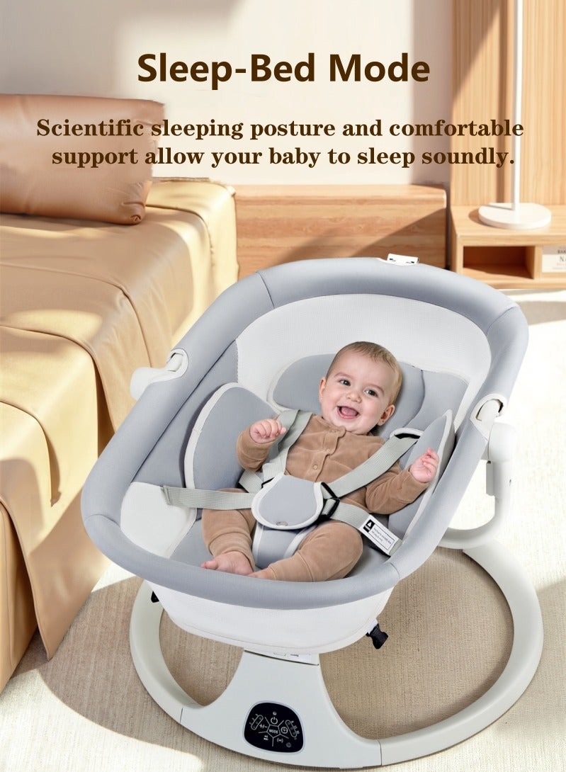Cheart Baby Baby Swing, Infant Swing, Adjustable Baby Bed, 2-in-1 Cradle & Seat, Electric Toddler Swing, Timing Function, 5 Swing Speeds with Remote Control, Bluetooth Touch Screen, foldable canopy, Grey - Image 3