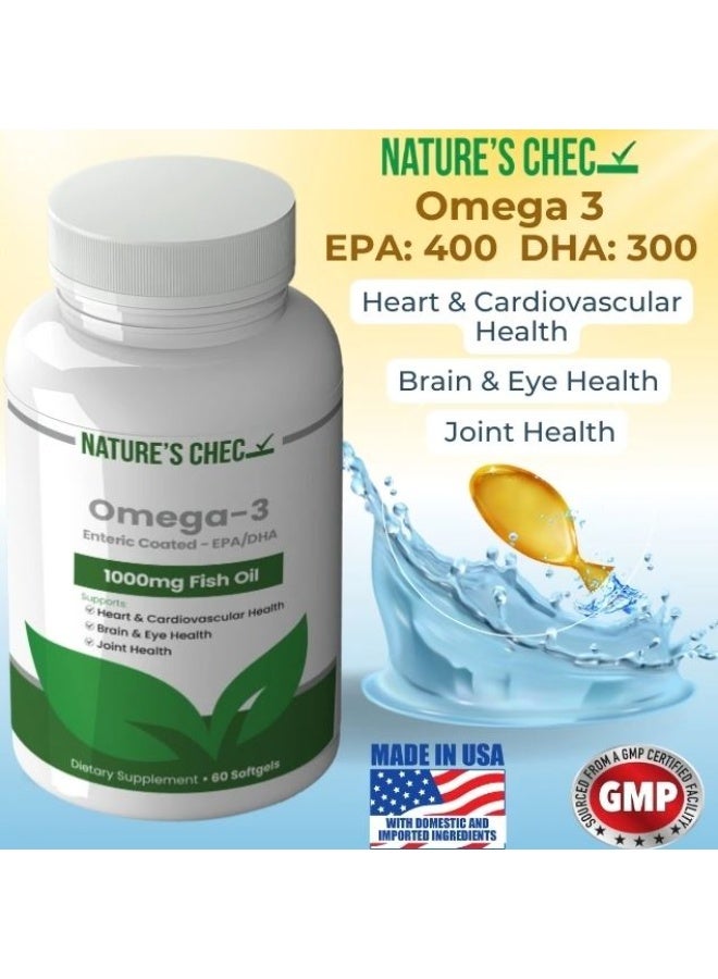 NATURE'S CHEC Omega-3 1000mg Fish Oil Capsules 60S - Image 1