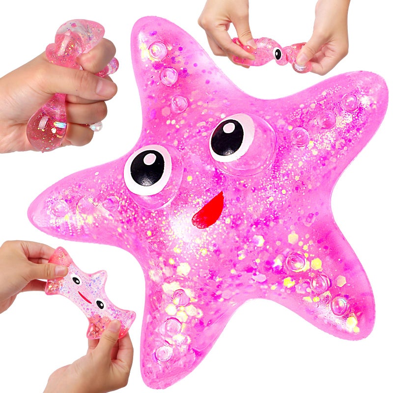 AiSiXin Starfish Stress Balls Squishy Toys for Adults Kids Squishy Starfish Sugar Ball Sensory Toys Squeeze Squishy Ball Fidget Toys for Anxiety Relief Slow Rise Squishy Starfish Toy for Boys Girls Pink - Image 3