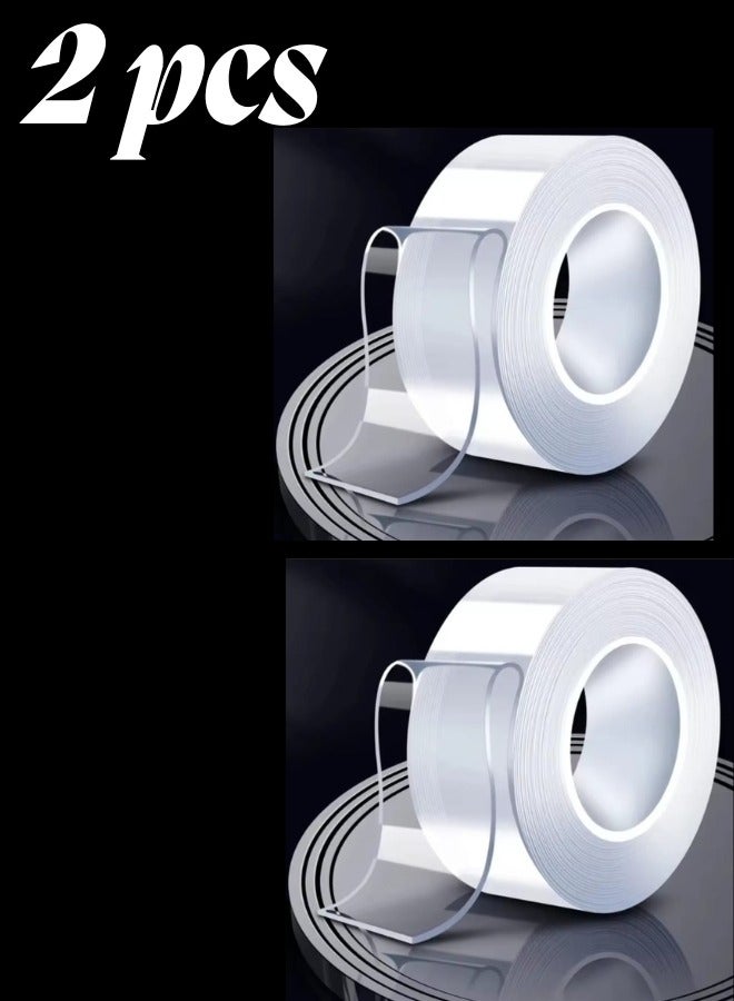 Ivy 3 Meter Magic Improvement Mounting Transparent Tape Reusable Double Sided Tape, Multipurpose Washable Double Sided Adhesive Nano Tape ((3M)) ((Pack Of 2))