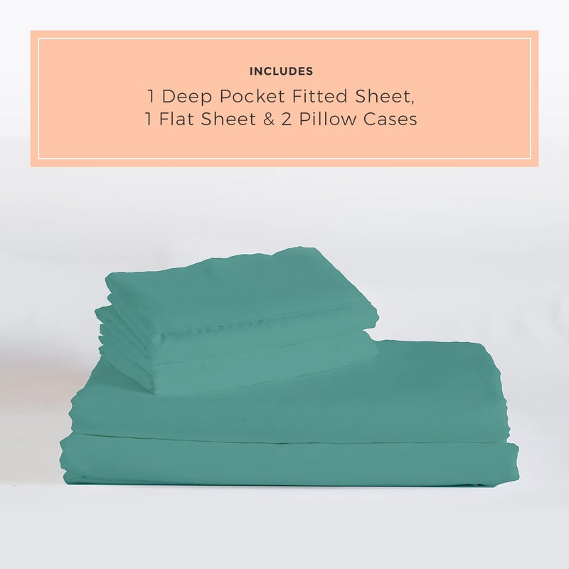 PeachSkinSheets PeachSkinSheets The Real Teal Sheet Set - 1500tc Level of Softness - Extra Soft Cooling Sheets for Hot Sleepers and Night Sweats - California King  - Image 2