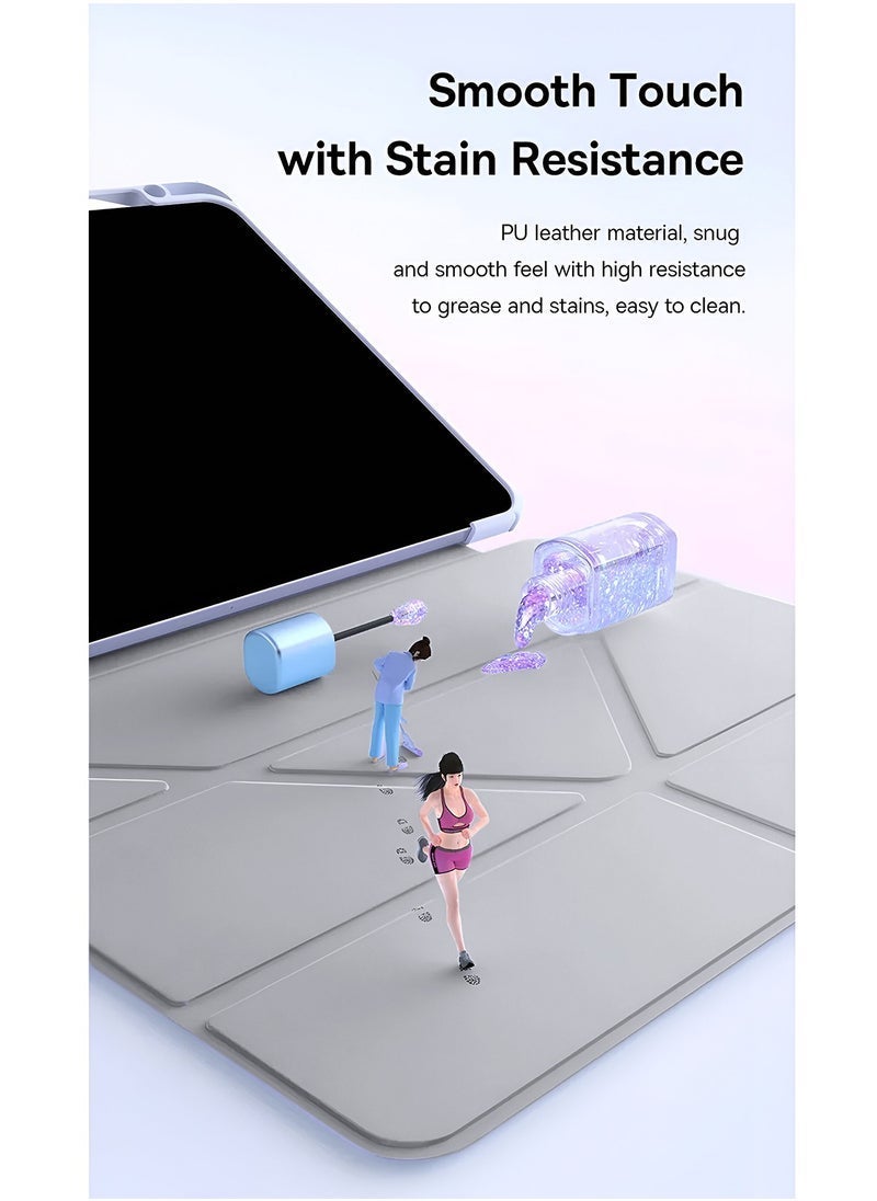 JAJEEK Apple iPad 2025 (11th Generation) A16 10.9 inch Symmetry 360 Smart Folio Series Case – Auto Awake/Auto Sleep, Leather Texture with Transparent Back & Pen Holder, All-Round Protection, Slim Design – Grey - Image 5