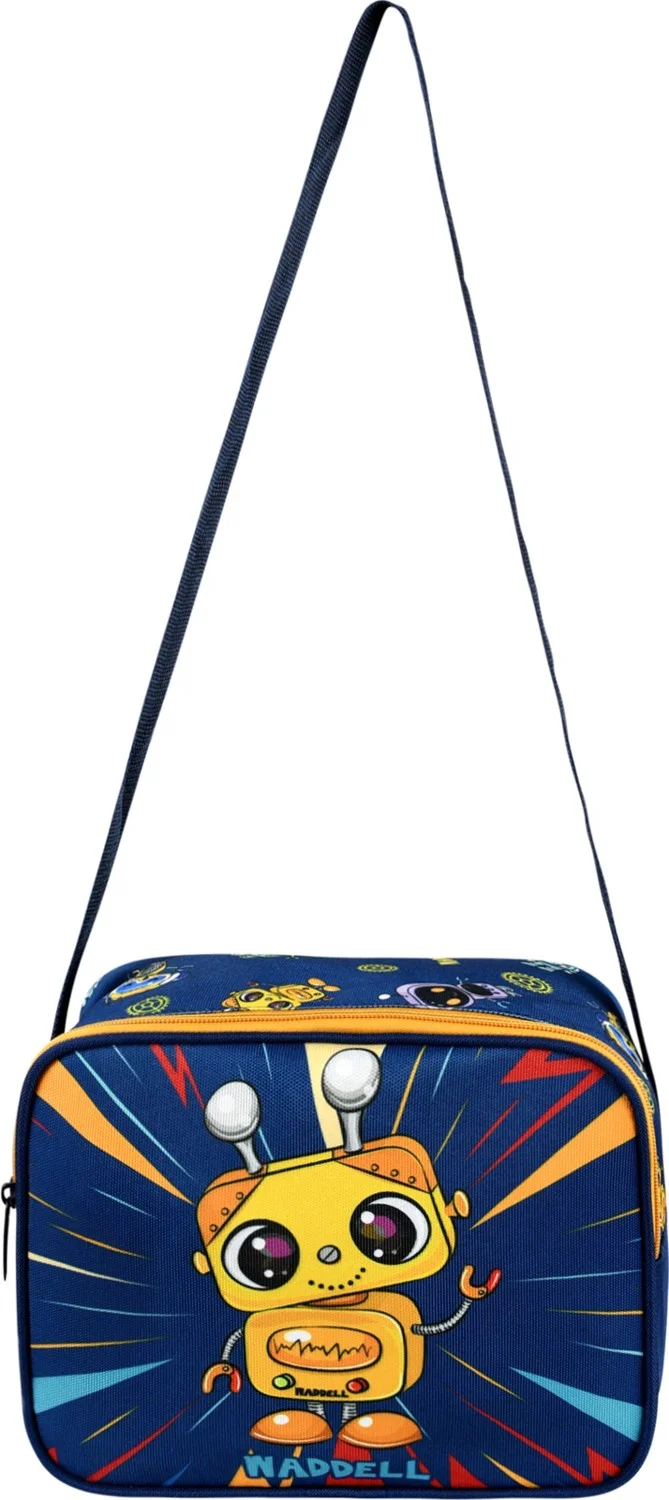 Waddell Licensed Navy Blue Yellow Robot Patterned Boys Primary School Backpack and Lunch Bag