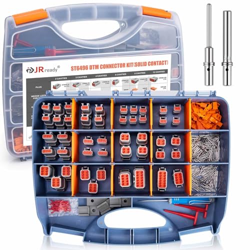 JRready ST6496 DTM Connector Kit, 300PCS Deutsch DTM Connectors 2 3 4 6 8 12 Pin with Size 20 Solid Contacts(20-22 AWG), IP67 Waterproof Automotive Electrical Connectors for Car Truck Wiring - Image 1