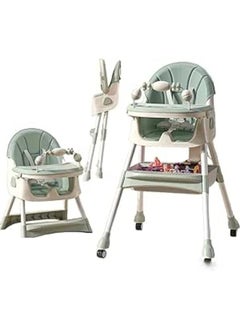 Baybee 4 In 1 Convertible High Chair For Kids With Adjustable Height And Footrest, Baby Toddler Feeding Booster Seat With Tray, Wheels, Safety Belt And Cushion For 6 Months To 4 Years (Baby Blue