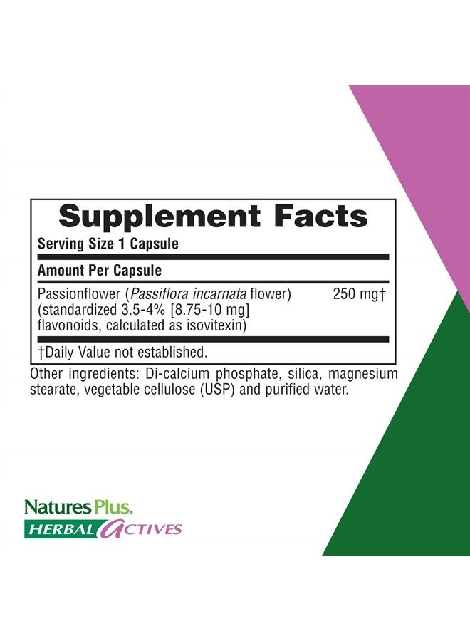 Nature's Plus ناتشرز بلس هيربال أكتيفز زهرة العاطفة - 250 ملغ، 60 كبسولة نباتية - يعزز الهدوء الطبيعي - نباتي، خالي من الغلوتين - 60 حصة - Image 4