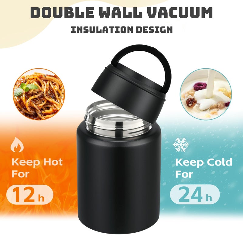 HAWEEK Soup Thermo for Hot Food Kids 16oz Insulated Food Jar Leakproof Thermo Lunch Container for Kids Wide-Mouth Stainless Steel Lunch Box for School with Handle Folding Spoon(3+)â€‹ - Image 5