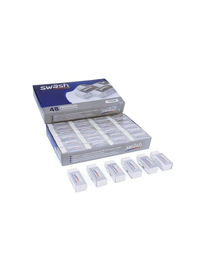 Swash Premium Plastic Eraser White Pack of 48 - Image 1