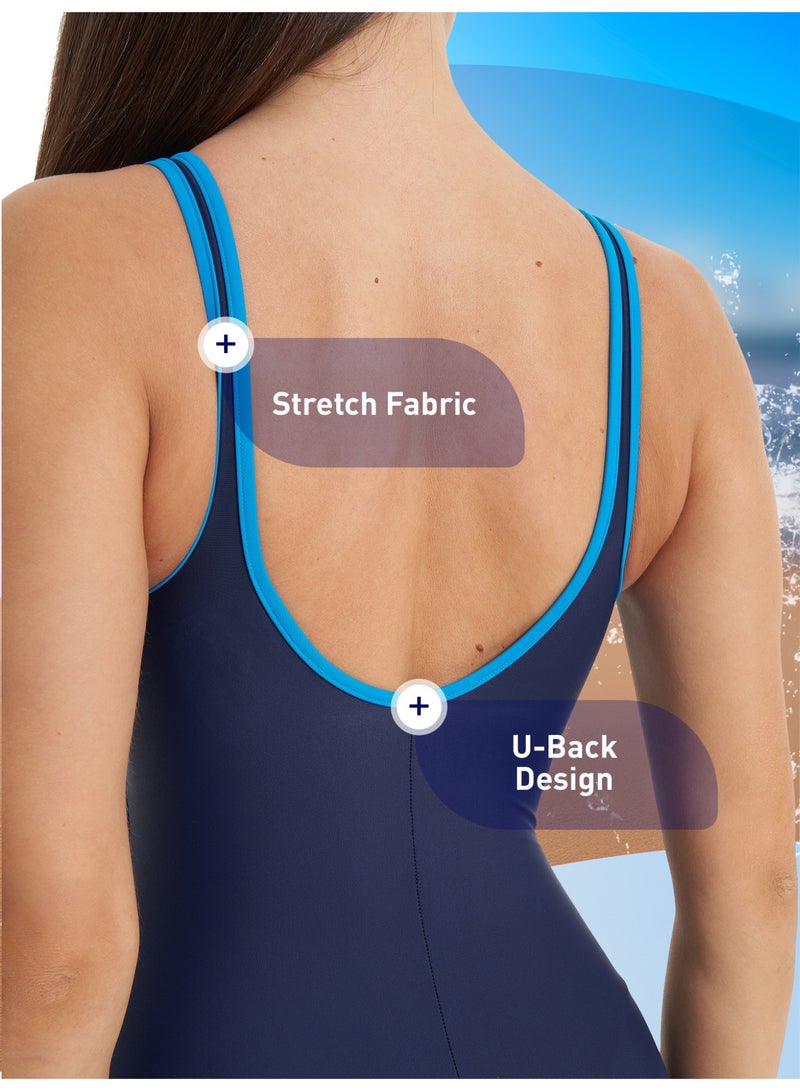 Joss Women's Swimsuit with Internal Support Blue/Light Blue –  Removable Cups, Creora Highclo Fiber, Chlorine-Resistant, Stylish & Comfortable - Image 3