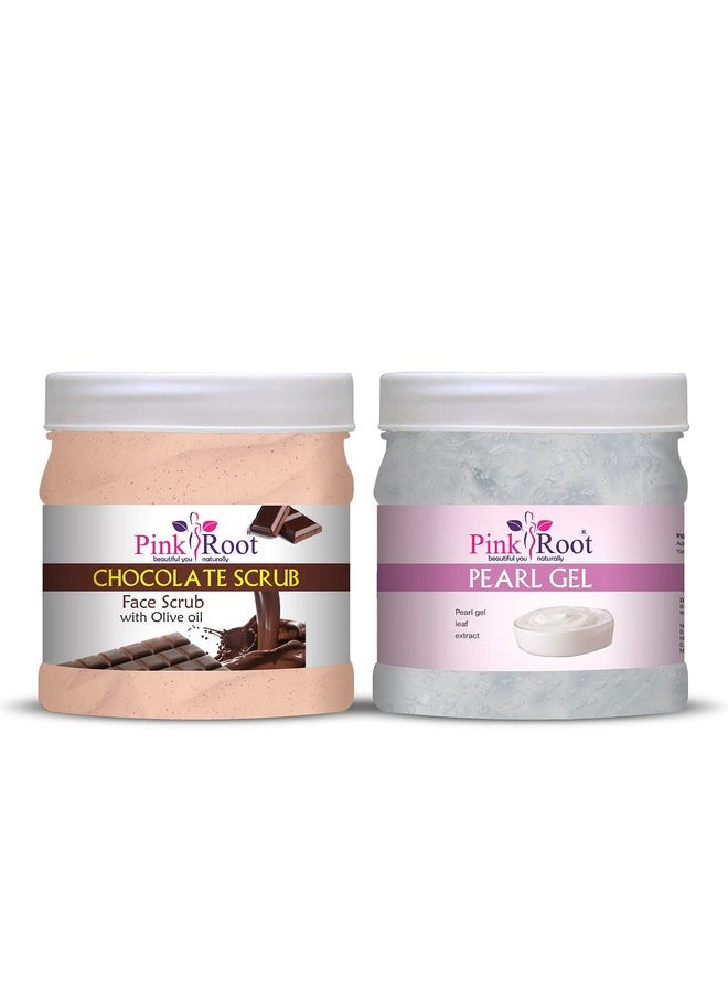 Pink Root Pink Root Chocolate Scrub 500gm with Pearl Gel 500gm  - Image 1