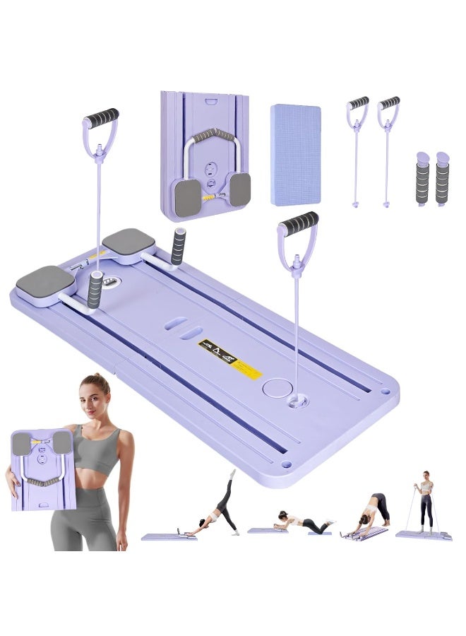 SUPER 5 5 in 1 Pilates Board,Pilates Reformer Machine with Timer,Multi-Purpose Foldable Pilates Machine for Home Use and Gym Workout,Suitable for Advanced and Beginners Users - Purple - Image 1