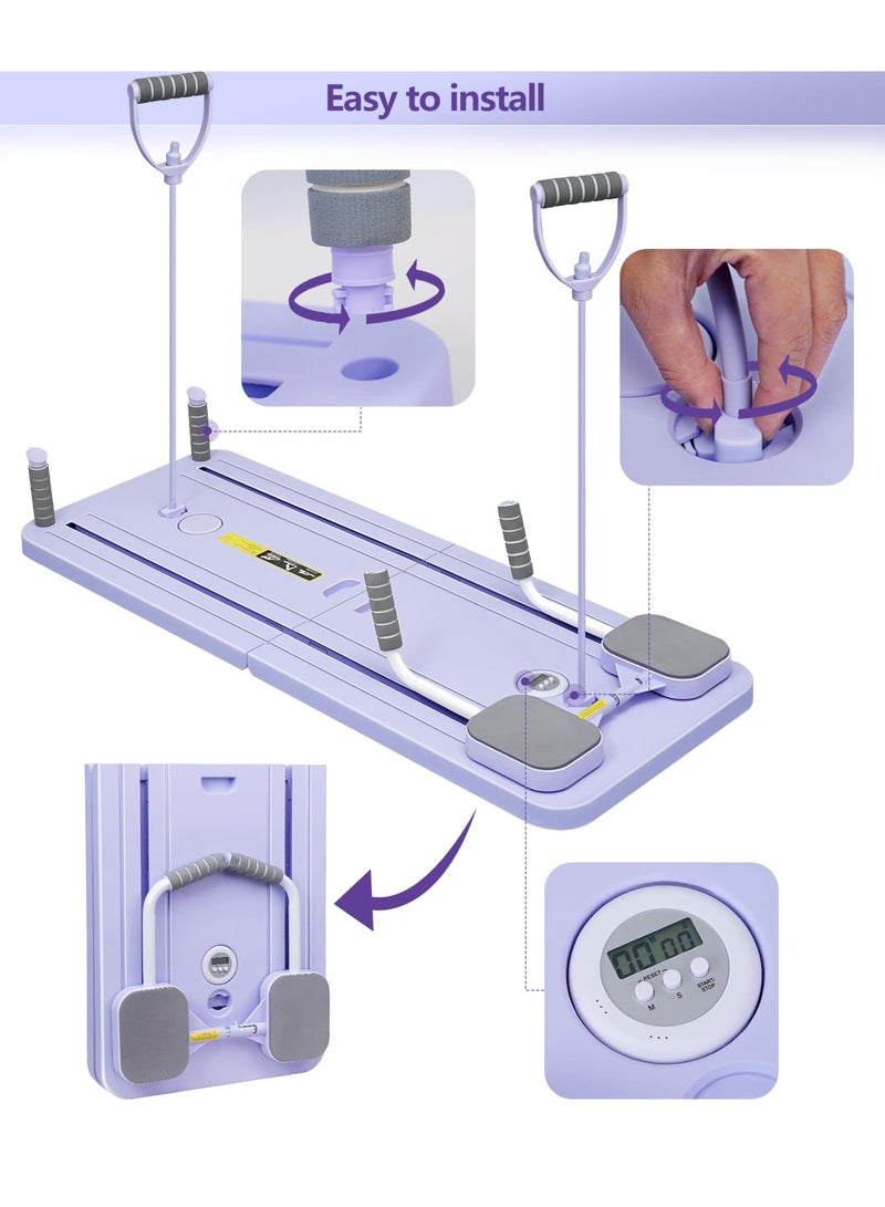 SUPER 5 5 in 1 Pilates Board,Pilates Reformer Machine with Timer,Multi-Purpose Foldable Pilates Machine for Home Use and Gym Workout,Suitable for Advanced and Beginners Users - Purple - Image 4