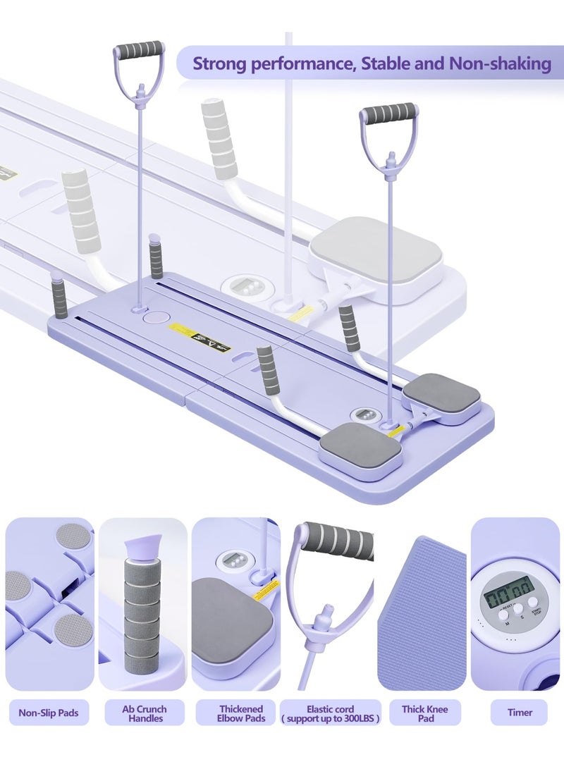 SUPER 5 5 in 1 Pilates Board,Pilates Reformer Machine with Timer,Multi-Purpose Foldable Pilates Machine for Home Use and Gym Workout,Suitable for Advanced and Beginners Users - Purple - Image 3