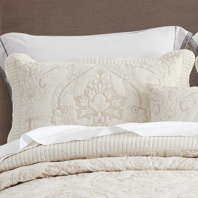 CHIXIN CHIXIN Microfiber King Pillow Shams Set of 2 - Quilted Decorative Pillow Covers - Ivory-Yellow - Size (20"" x 36"")  - Image 2