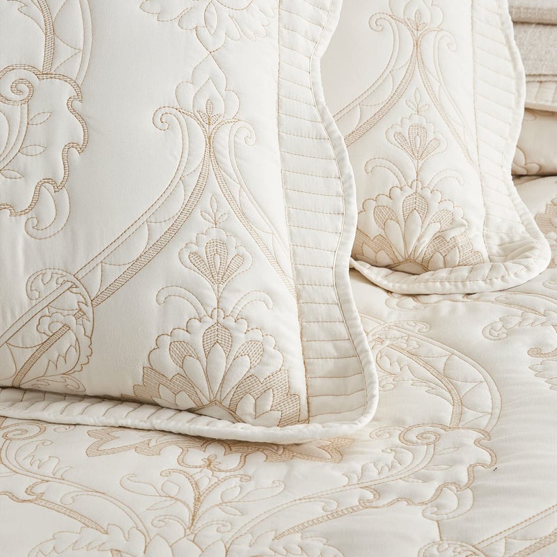 CHIXIN CHIXIN Microfiber King Pillow Shams Set of 2 - Quilted Decorative Pillow Covers - Ivory-Yellow - Size (20"" x 36"")  - Image 4