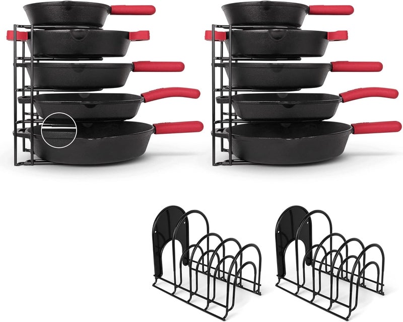 Cuisinel Pots and Pans Organizers - 2-PACK of Silicone-Coated Non-Slip 12" Heavy Duty Skillet Rack - Kitchen Organization Storage - Holds Cookie Sheets, Cutting Boards, Cast Iron Cookware, Dish Stand - Image 1