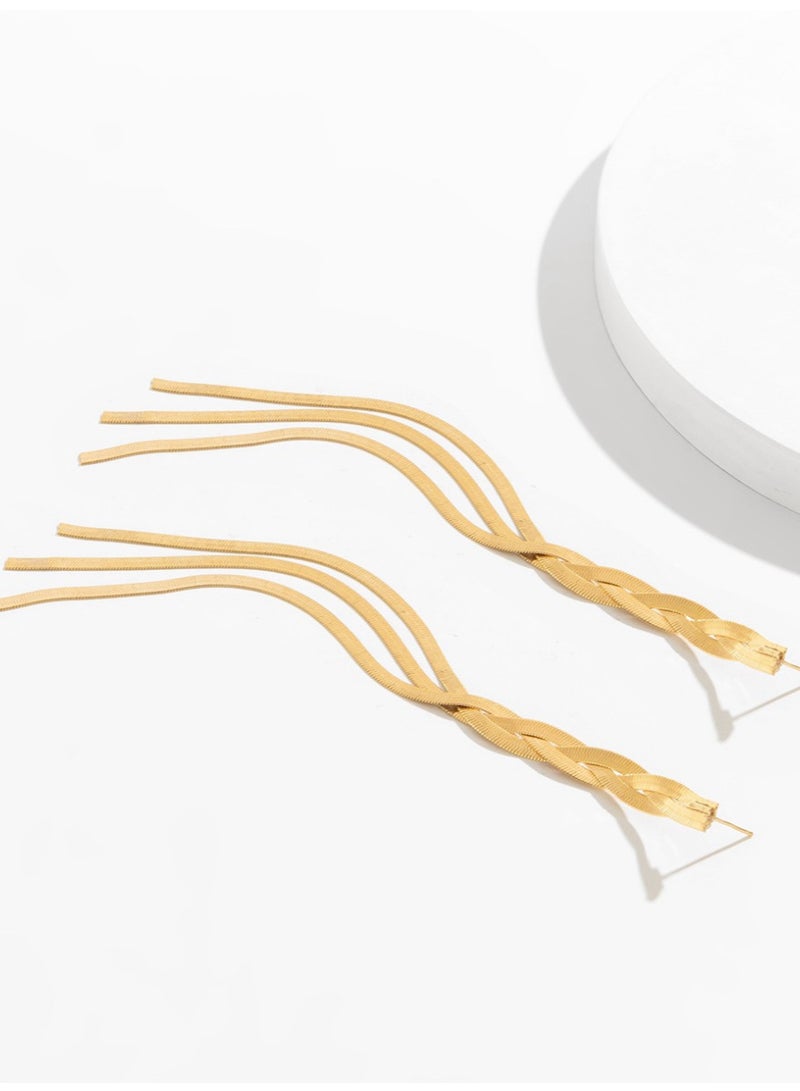 "القرط الذهبي بالخيوط المتدلية - Image 5