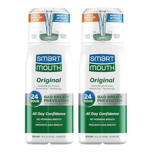 SmartMouth Original Zinc Activated Mouthwash Instant Fresh Breath Mouthwash Eliminates Bad Odors and Bad Breath AlcoholFree SugarFree GlutenFree Fresh Mint 16 fl oz 2 Pack - Image 2