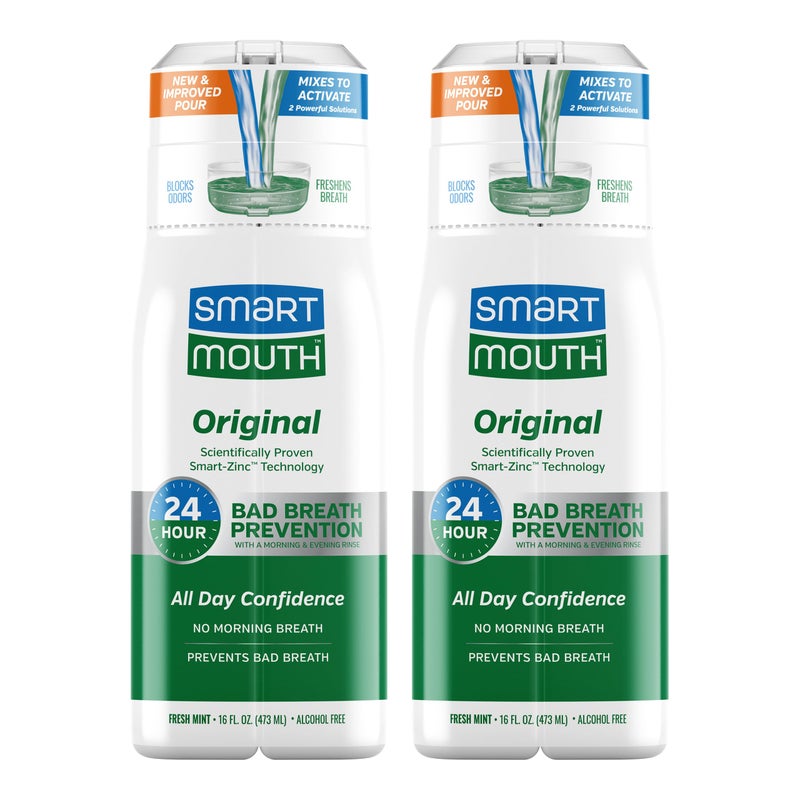 SmartMouth Original Zinc Activated Mouthwash Instant Fresh Breath Mouthwash Eliminates Bad Odors and Bad Breath AlcoholFree SugarFree GlutenFree Fresh Mint 16 fl oz 2 Pack - Image 3