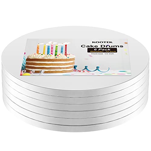 Kootek Cake Boards Drums 12 Inch Round 12 Thick Decorating Supplies White 6Pack Sturdy Corrugated Cardboard Base Base para Pastel
