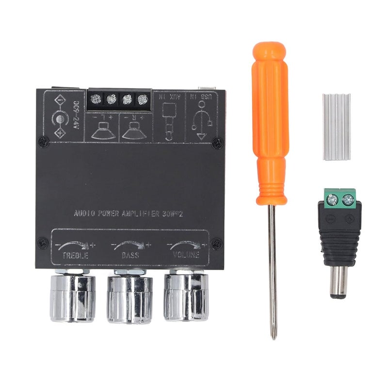 Sound Power Amplifier Board Audio Amplifier Module 2.0 Stereo Bi Channel 30W+30W with High Low Tone Support AUX/BT/USB DC 9-24V - Image 1