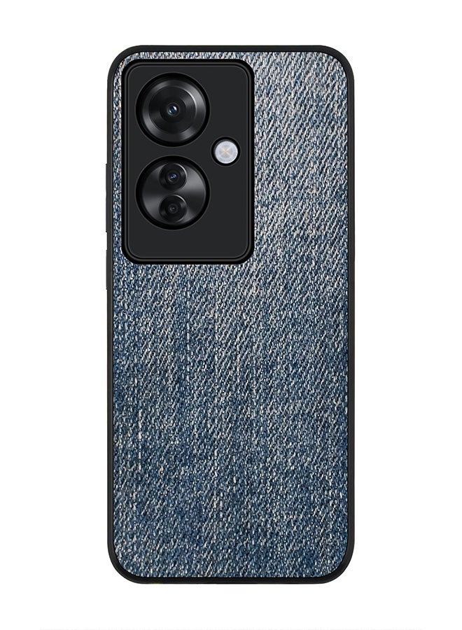 Stylizedd Rugged Black edge case for Oppo Reno11 F / Oppo F25 Pro 5G, Slim fit Soft Case Flexible Rubber Edges Anti Drop TPU Gel Thin Cover -  Dark Denim Print - Image 1