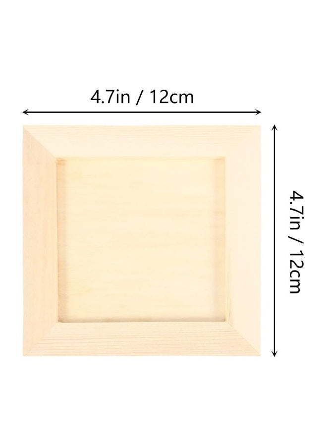 إطارات صور خشبية، أطلق العنان للإبداع مع 6 إطارات صور خشبية غير مصبوغة بحجم 4.7×4.7 بوصة مثالية للأطفال والبالغين. مثالية للفنون والحرف ومشاريع الرسم بأعمال اليد. - Image 2